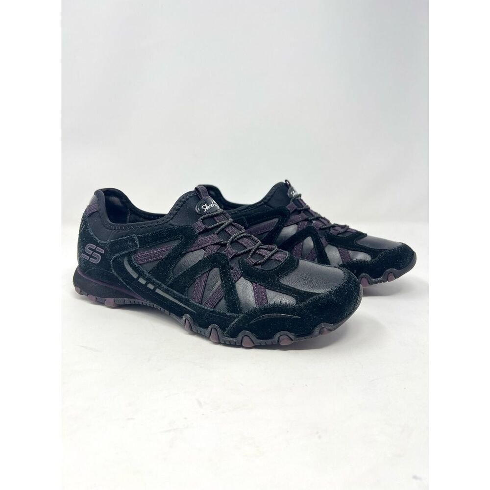 Skechers Bikers 22374 Black Purple Leather Sneakers Women’s 7.5